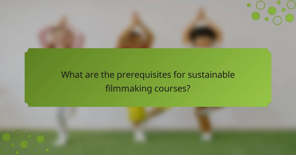 What are the prerequisites for sustainable filmmaking courses?