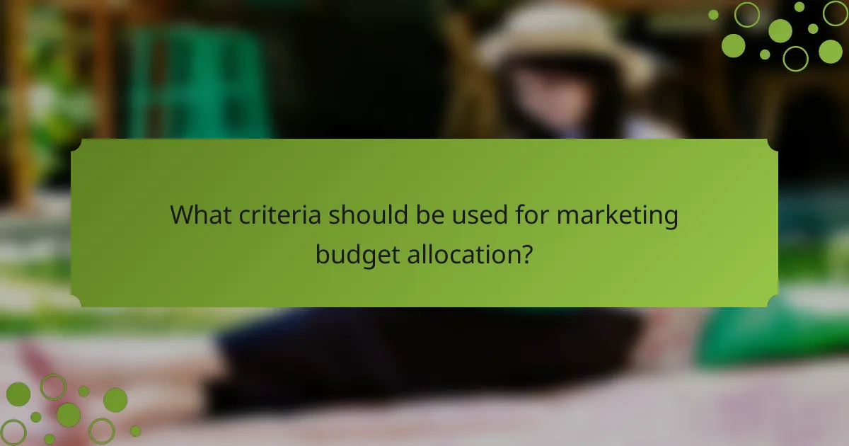 What criteria should be used for marketing budget allocation?